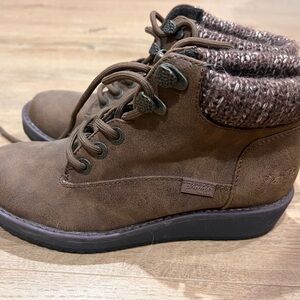 Blowfish Brown Ankle Boots with Knit Cuff